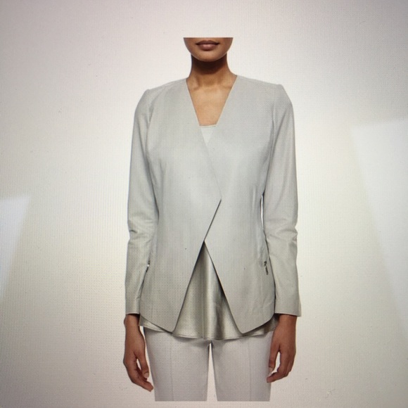 Lafayette 148 Leather & Linen Jacket - Picture 7 of 8